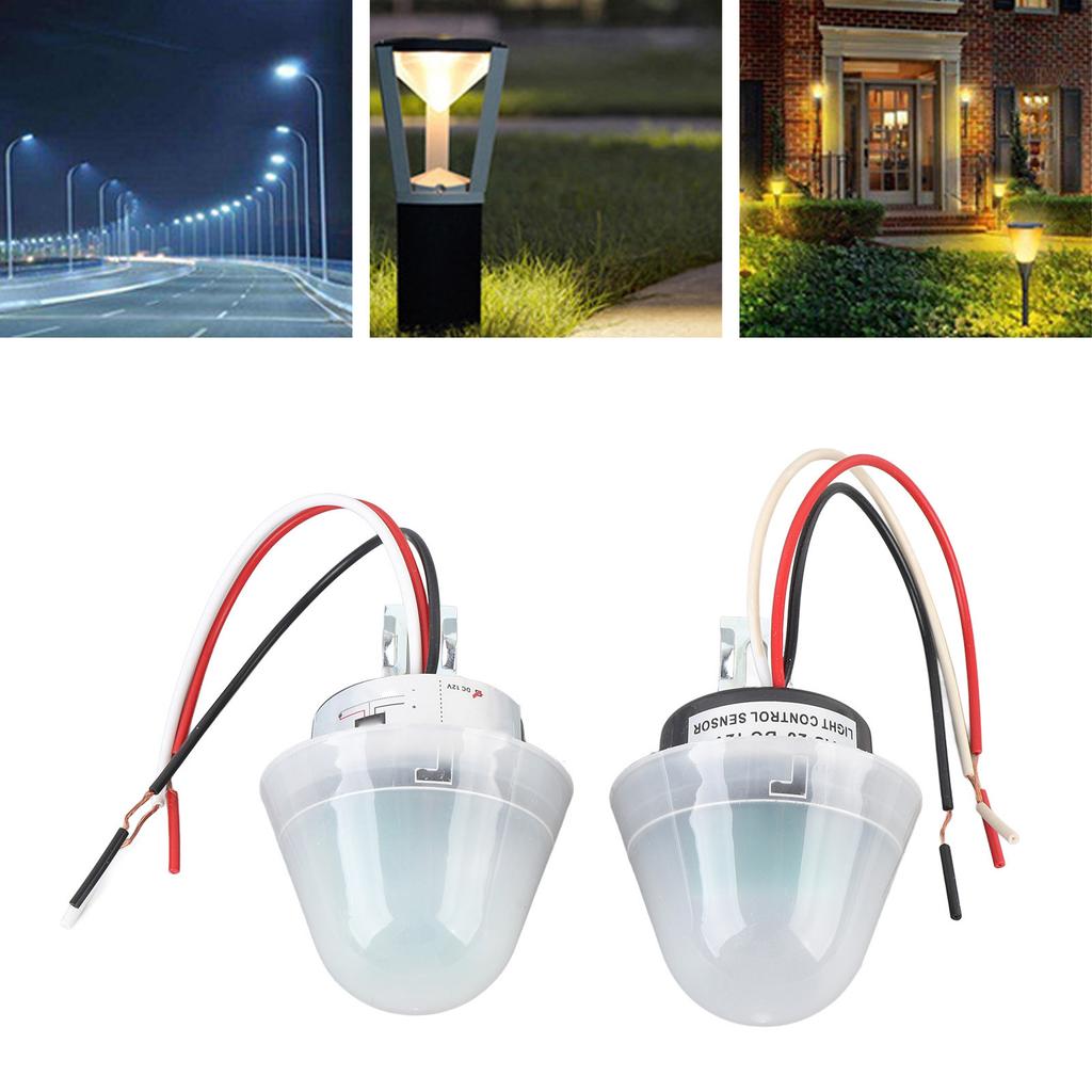 2 Pcs Photocell Light Control   10A Rainproof Sensitive Auto On Off Light   for Outdoor Garden