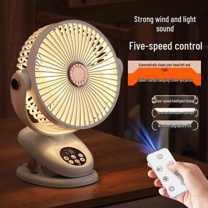 Lilang Chytrý Mini Přenosný Klipový Ventilátor se Světlem