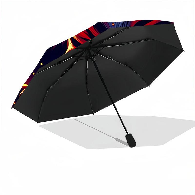 1pc Fire Tiger Print Folding Umbrella, Durable, Suitable for Outdoor Activities or Rain, Suitable for Commuting yy251027134