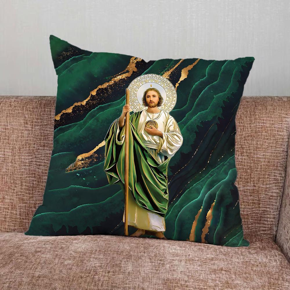San J-Judas Tadeo Pillow Case For Home Bedroom Car Office Decoration Living Room Sofa Cushion Cover Suitable 16x16Inch
