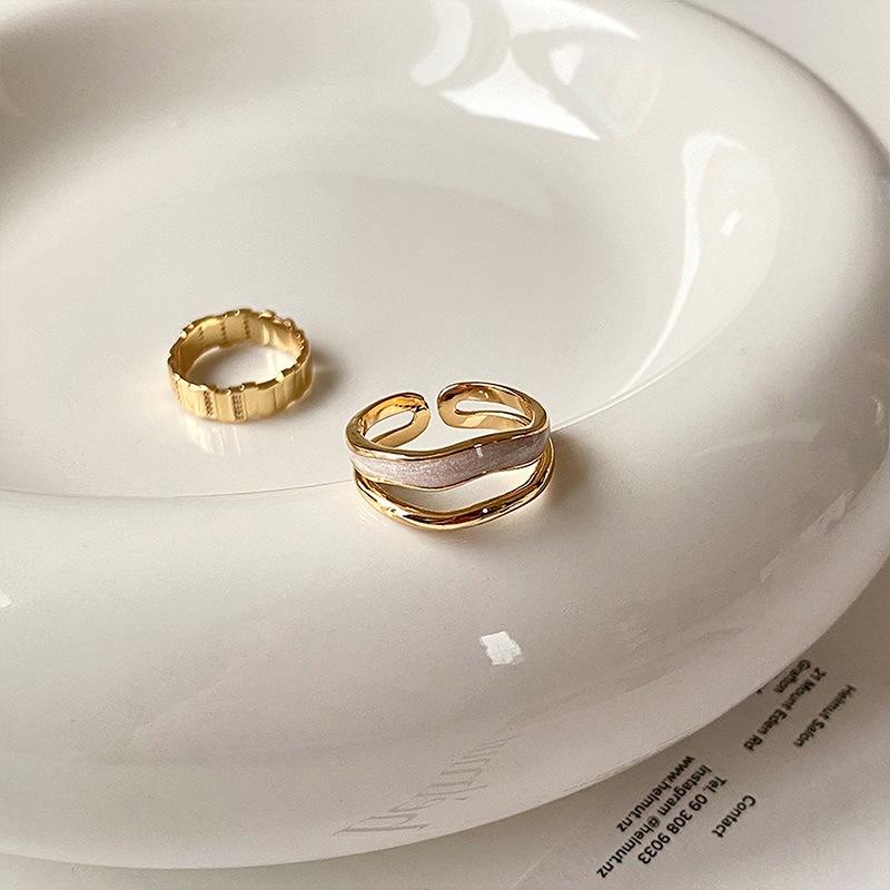 Zircon Long Square Splicing Opening Ring Korean Ins Style Design Ring Simple and Versatile Temperament Jewelry Women