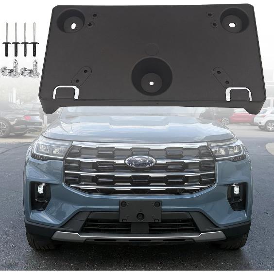 FASTCHE Front License Plate Frame Compatible with 2025 2026 Ford Explorer Front Bumper License Tag Plate Holder Mounting Bracket Replace #