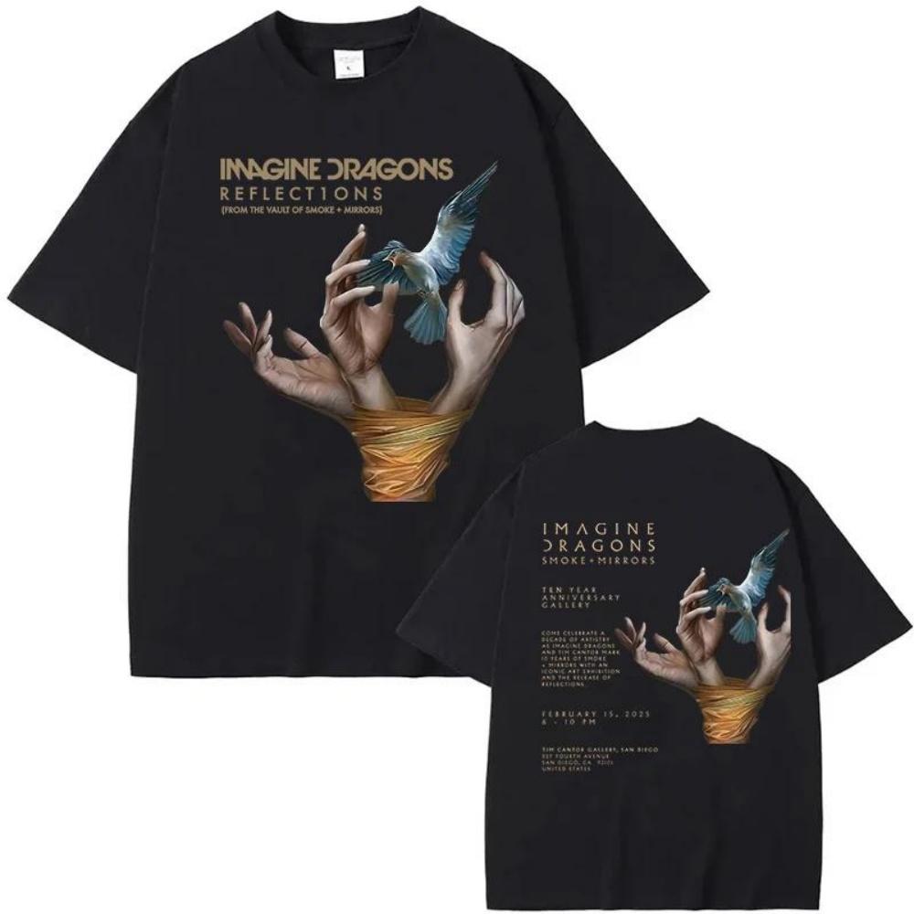

Imagine Dragons Reflections Fans Tour 2025 T-Shirts Women Classic T Shirts Summer O Neck Tees Shirt Oversized Clothes S чёрный
