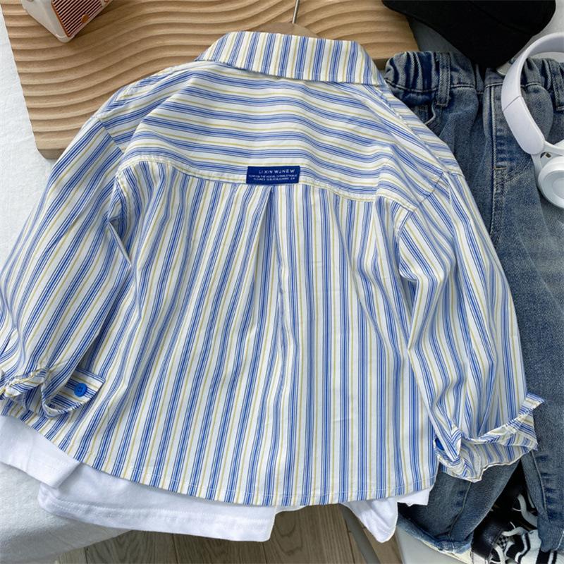 Boys Striped Casual Shirt 1-8 Years Old Spring Autumn Simple Fashion Kids Top