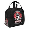 Rockabilly Music Rock N Roll Bikers Skull Rockers Psychobilly Thermal Insulated Lunch Bag Women Portable Lunch Tote Food Box