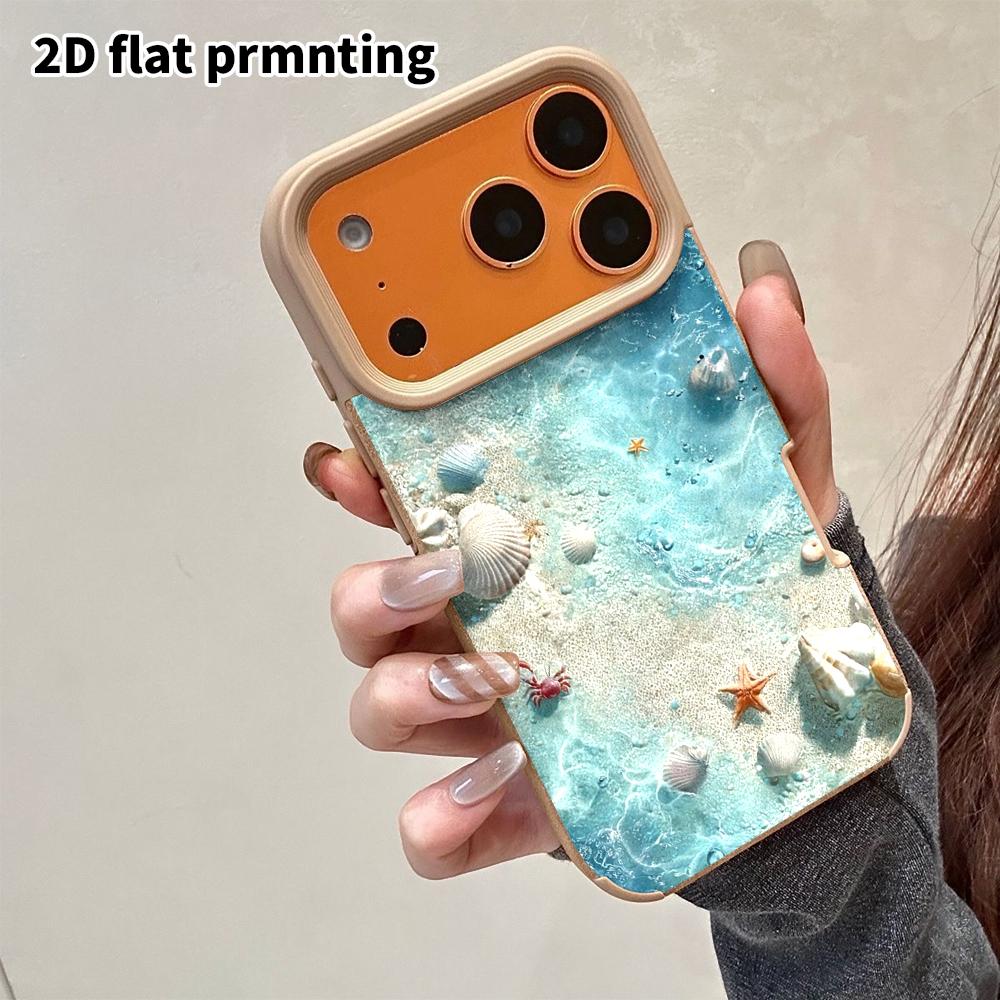 Phone Case: 2D flat lambskin suitable for iPhone 18, 17, 16, 15, 14, 13Pro protective case, dreamy universe, clear blue ocean, Christmas and Halloween