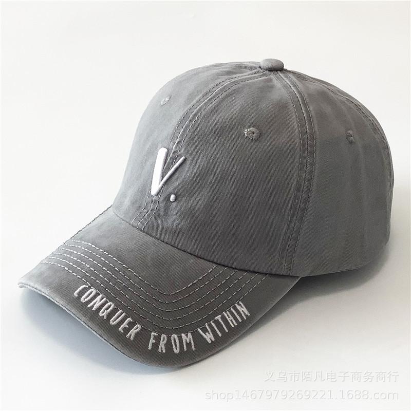 New Soft-top Baseball Cap Embroidered V. Letter Face Small Men and Women Versatile Fashion Wide-brimmed Sunshade Cap