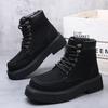 Autumn New Designer Motorcycle Boots for Men Solid Color Retro Lace Retro Platform Boots Male Fashion Casual Cow Suede Shoes Man