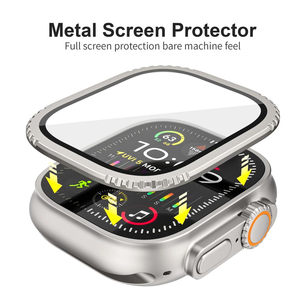 Tempered Glass Screen Protector For Apple Watch Ultra 3 2 49mm Metal Bumper for Iwatch Ultra Frame Cover Anti-Scratch Film Case