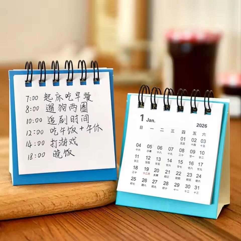 Mini Desk Calendar Double-Thread Paper Desk Calendar Spiral Bound Calendar Thick Paper Desktop Scheduler For Student Daily Home