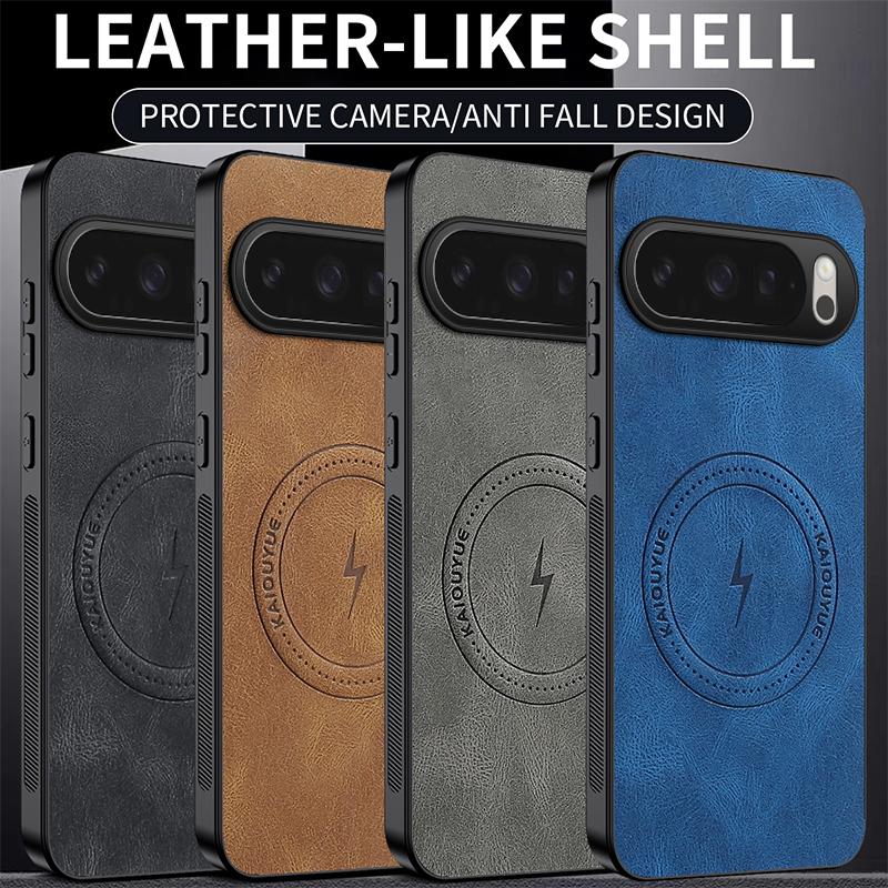 Sheepskin Vintage Magnetic Leather Soft Case For Google Pixel 6 7 7A 8 9 10 Pixel 10 Pro XL Silicone Bumper Matte Phone Cover
