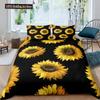 Vintage Slunečnice Povlečení Sada Písmena Ložní Sada Písmena A Slunečnice Tištěné Retro Dívky Queen Size 2/3ks Přikrývka