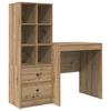 Schreibtisch mit Schubladen und Regal 2 Stück Handwerker-Eiche