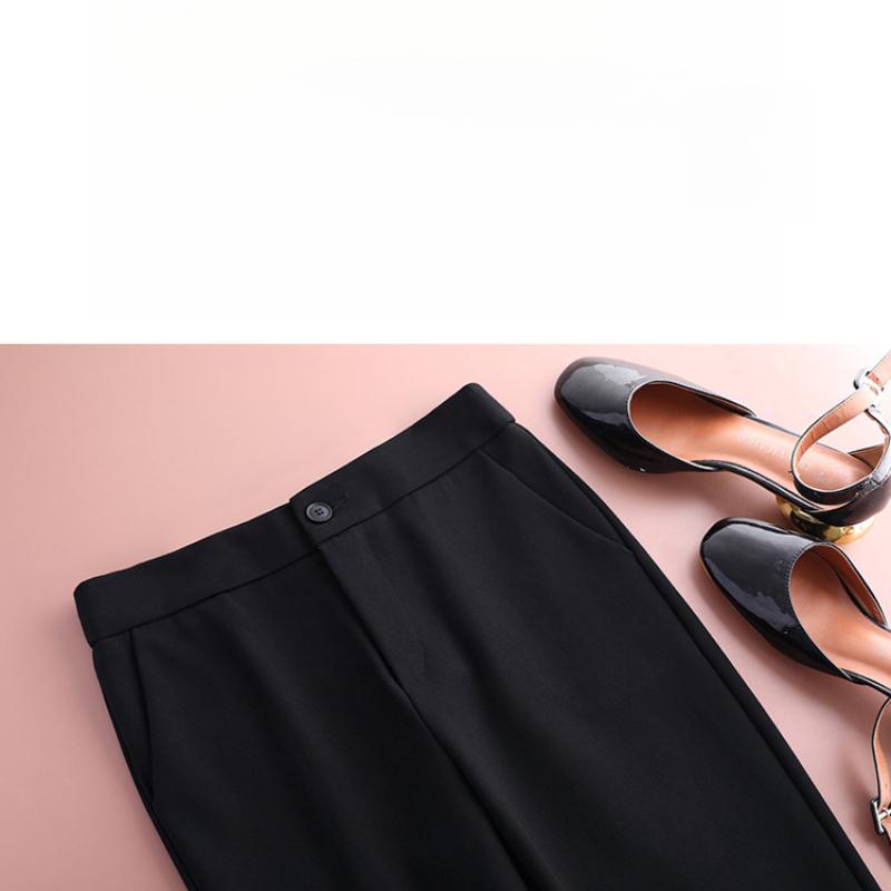 Flared Pants for Women, Nine-Tenths Length, New Black High-Waisted Slimming Casual Petite Suit Flared Pants