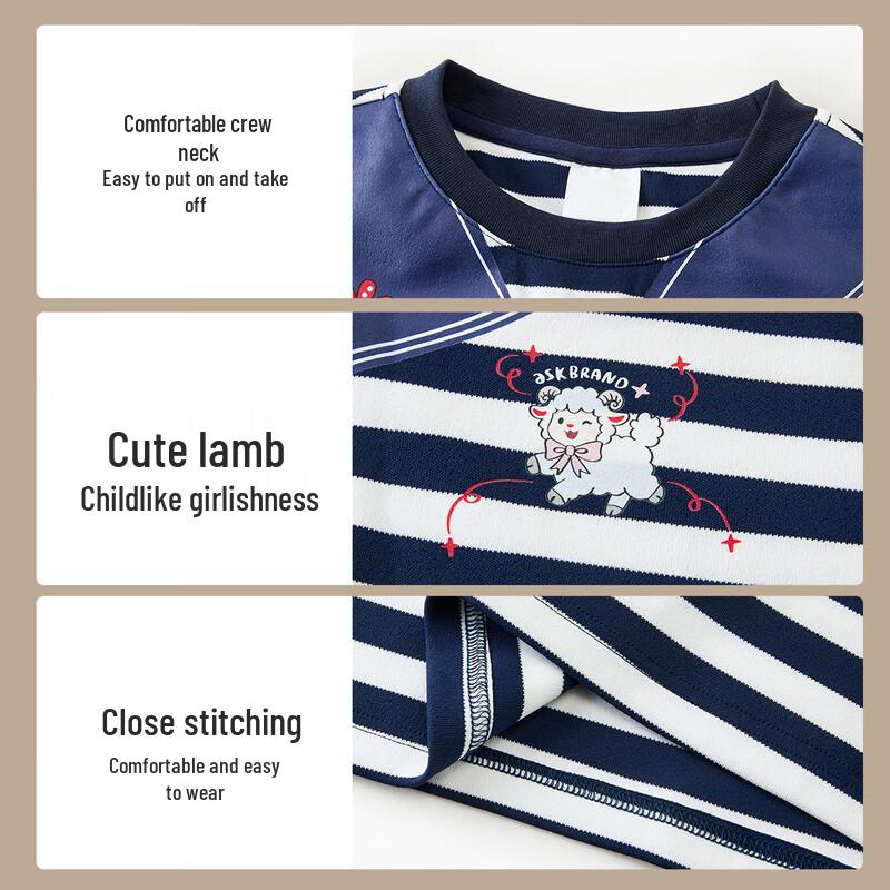 ASK JUNIOR Girls' Striped Long Sleeve Mock Collar T-Shirt