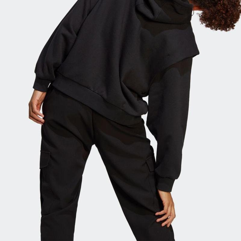 Adidas Originals Trefoil Logo Print Hoodie With Drawstring Women Tops Black IC5576