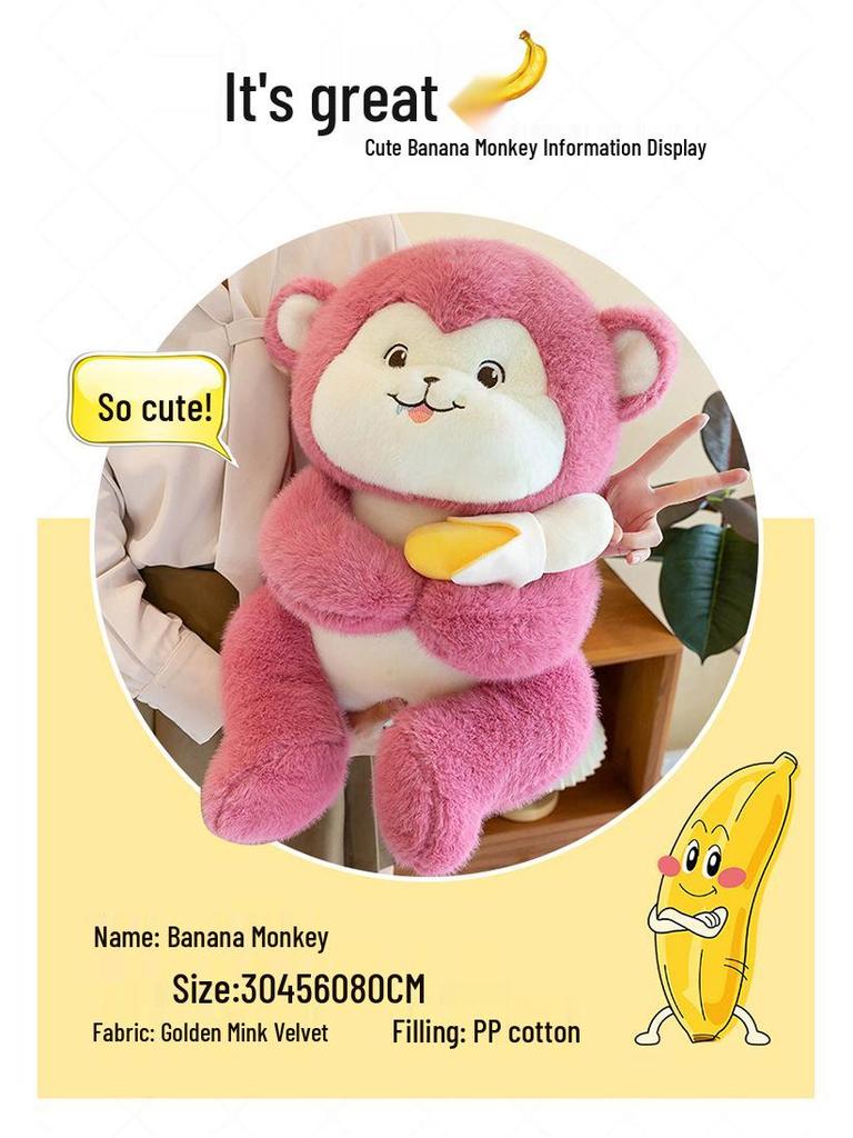 Plush Retractable Banana Monkey Toy - Children's Favorite Rag Doll Gift