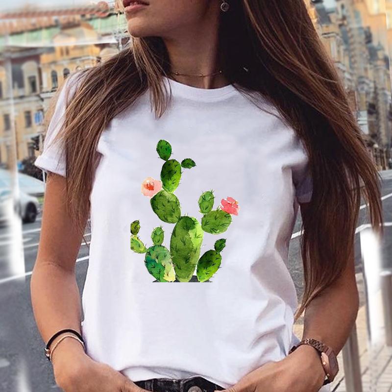 Women T-Shirts 90S Tropical Plants Love Letter Printing New Graphic Print Female Fashion Cartoon Summer T Tops Shirt Tee T-Shirt