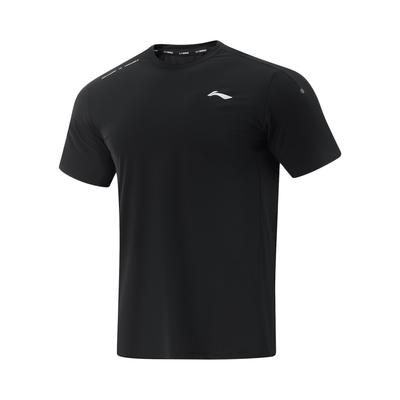 Serie Allenamento Colore Solido Girocollo Comoda Traspirante Versatile Manica Corta T-shirt Uomo Top Nero ATSV383-1