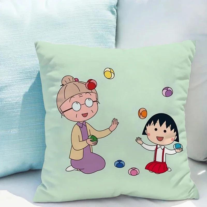 Chibi Maruko-chan Pillowcase Cushion Cover x Ornamental Pillows for Living Room Fall Decor Pillow Hugs Lounge Chairs Covers