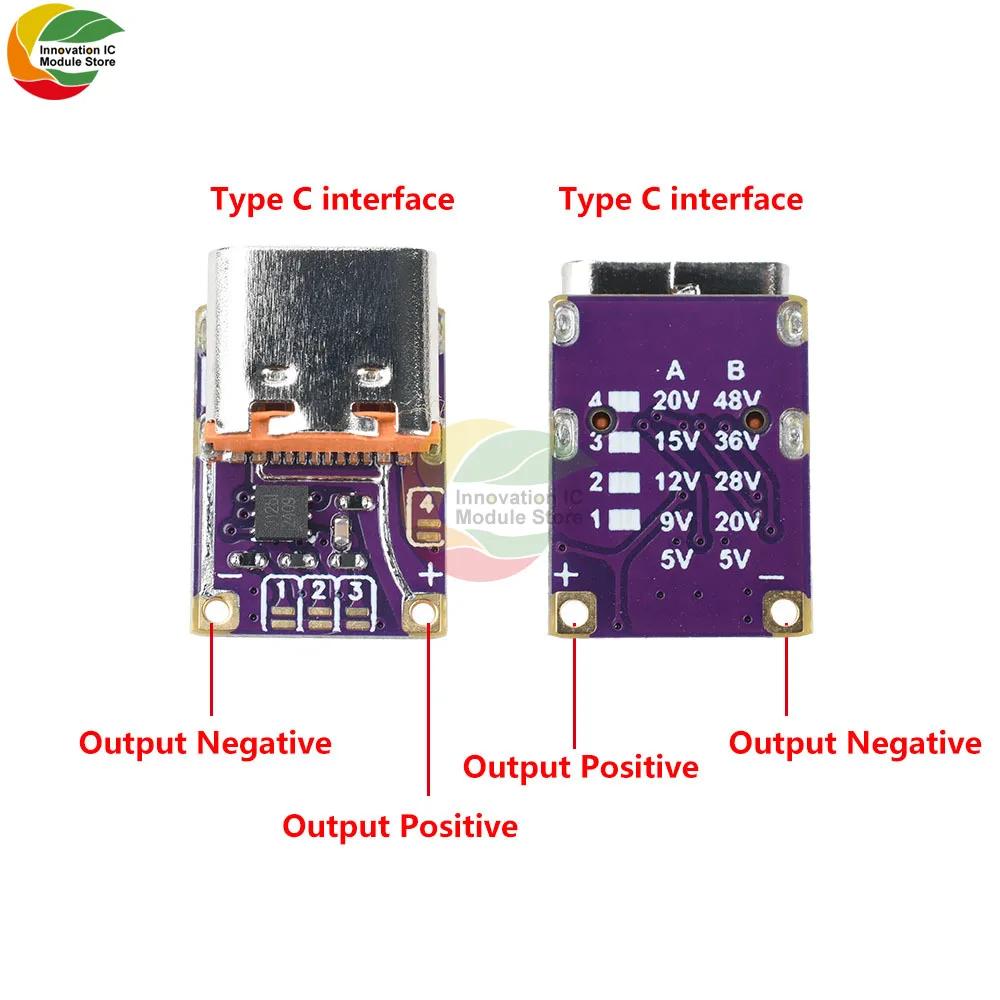 PD3.0 PD3.1 QC3.0 Trap Fast Charging Module DC 5V/9V/12V/15V/20V Trigger PD To DC Fast Charging Module Type C Interface