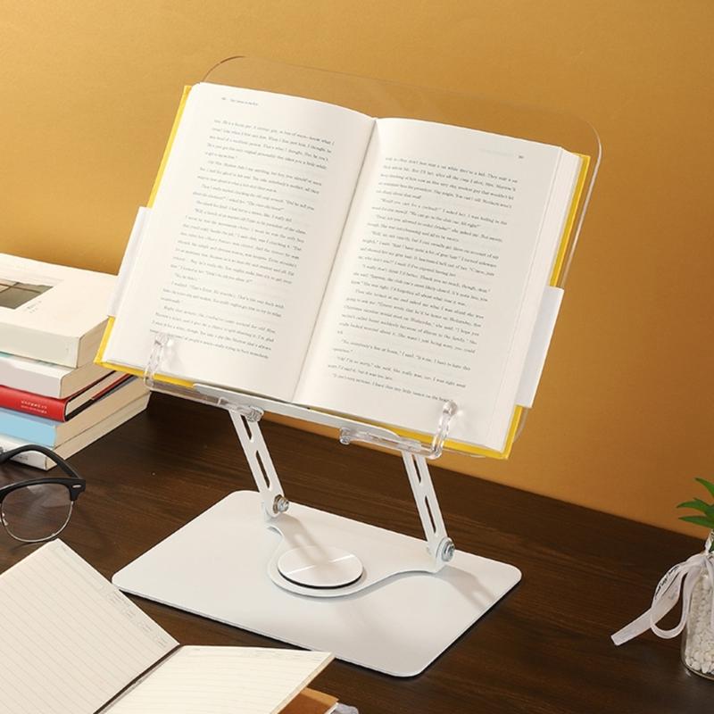 Ergonomic Acrylic Book Stand Height Adjustable and Angle for Reading Study and Cooking Foldable Portable Design