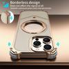 For iPhone 16 Pro Case PU Covered Metal Boardless Phone Back Cover with Kickstand