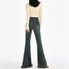Retro Breasted High Waist Slim and Slightly Flared Jeans for Women's Spring New Style Floor-sleeved Horseshoe Pants