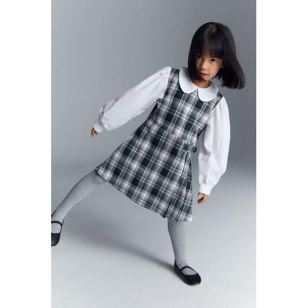 

Платье с воротником HM серое в клетку