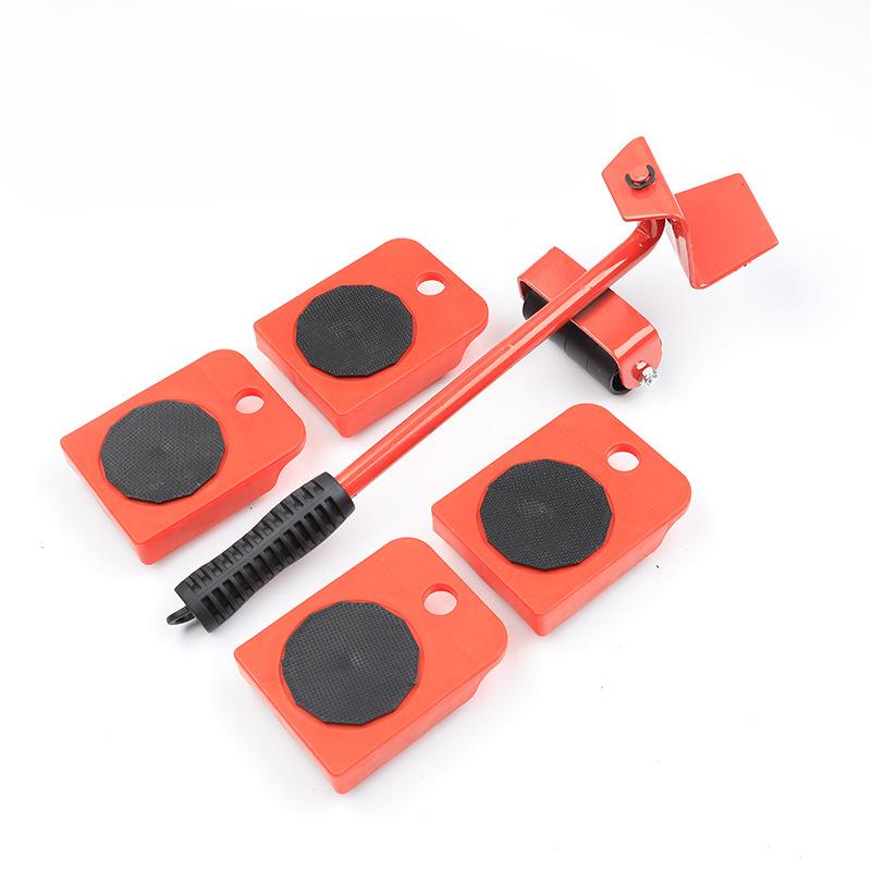 5pcs/set Duty Furniture Lifter Transport Tool Furniture Mover Set 4 Move Roller 1 Wheel Bar for Lifting Moving Furniture Helper Easy Handling