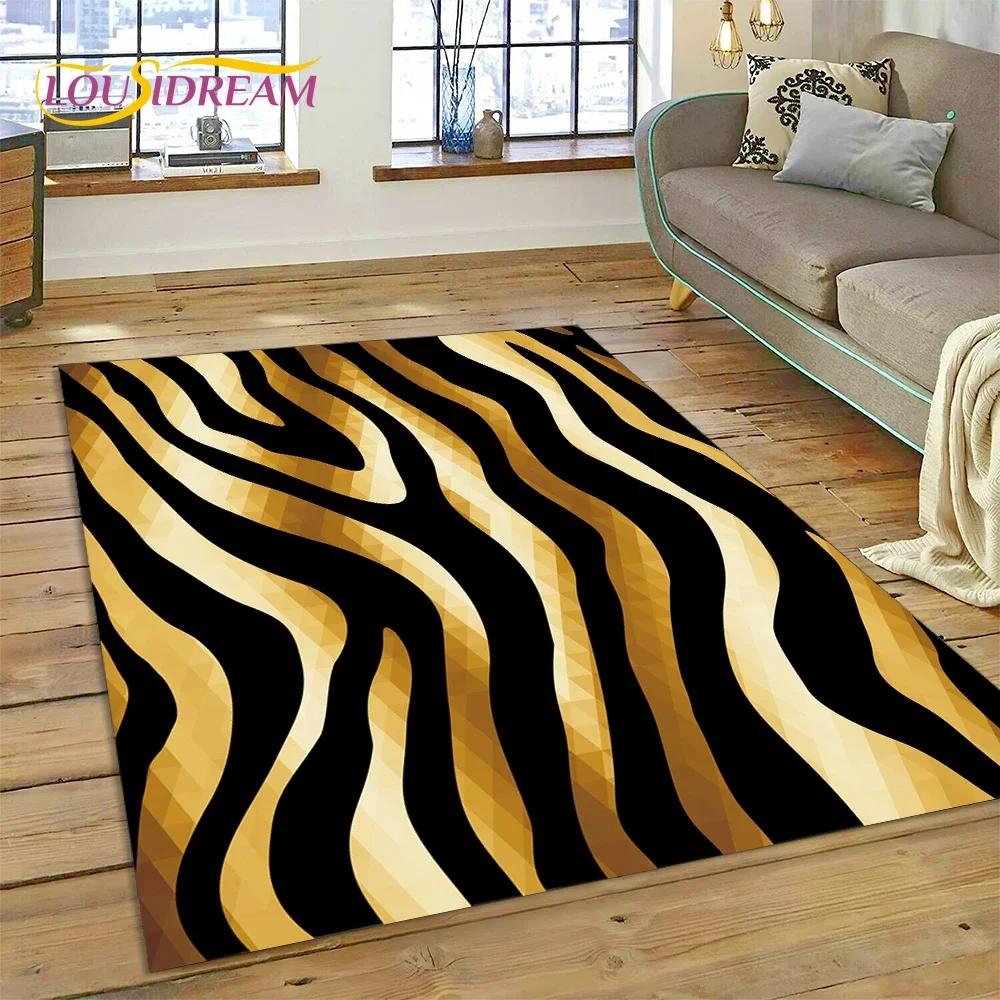 Tappeto a Strisce Colorate Zebra Leopardo Tigre per Camera da Letto Soggiorno Casa Decorazione Divano, Tappetino Grande per Giochi Bambini