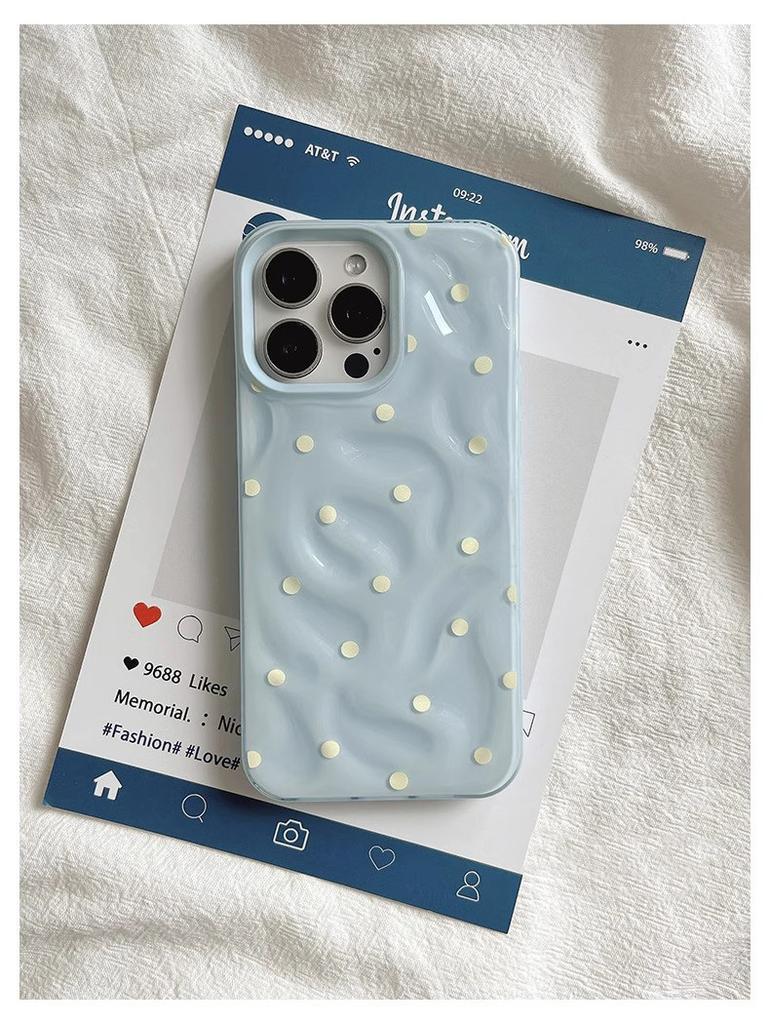 Liebe Polka Dot Falten Textur Handyhüllen Für IPhone 15 16 Pro Max Hülle 13 14 Pro Weiches Silikon Stoßfest Modische Schutzhülle