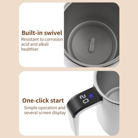 Self-Stirring Magnetic Coffee Cup with Temp Display 304 Stainless Steel Magnetic Stirrer Leak-proof Coffee Mug Drinkware