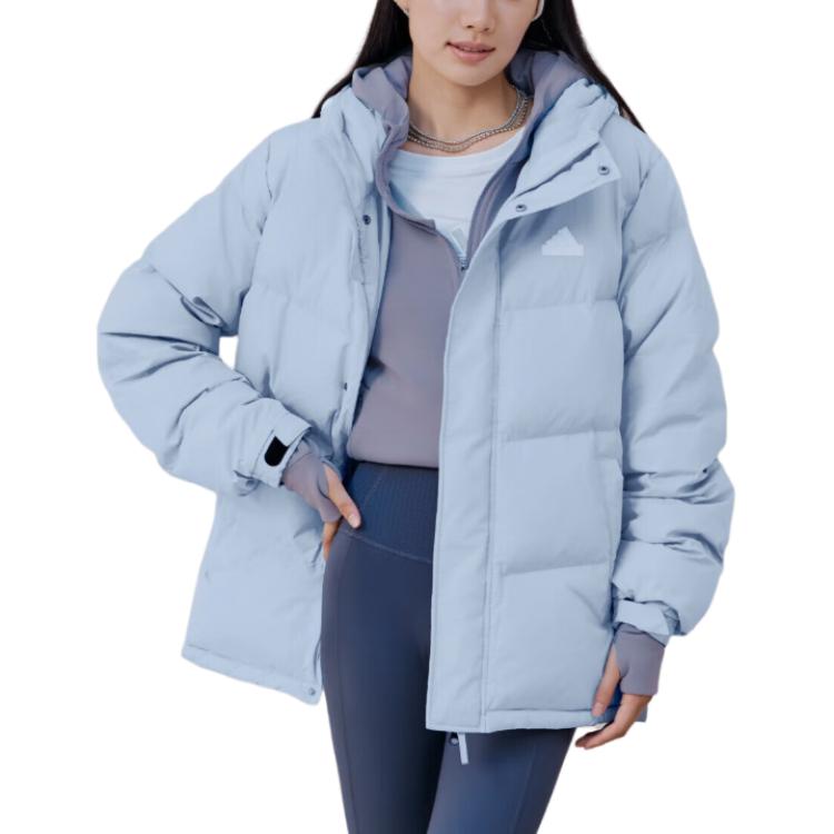 adidas V DOWN JKT UG 600FP Hooded Down Jacket Light Blue KQ5538 XS