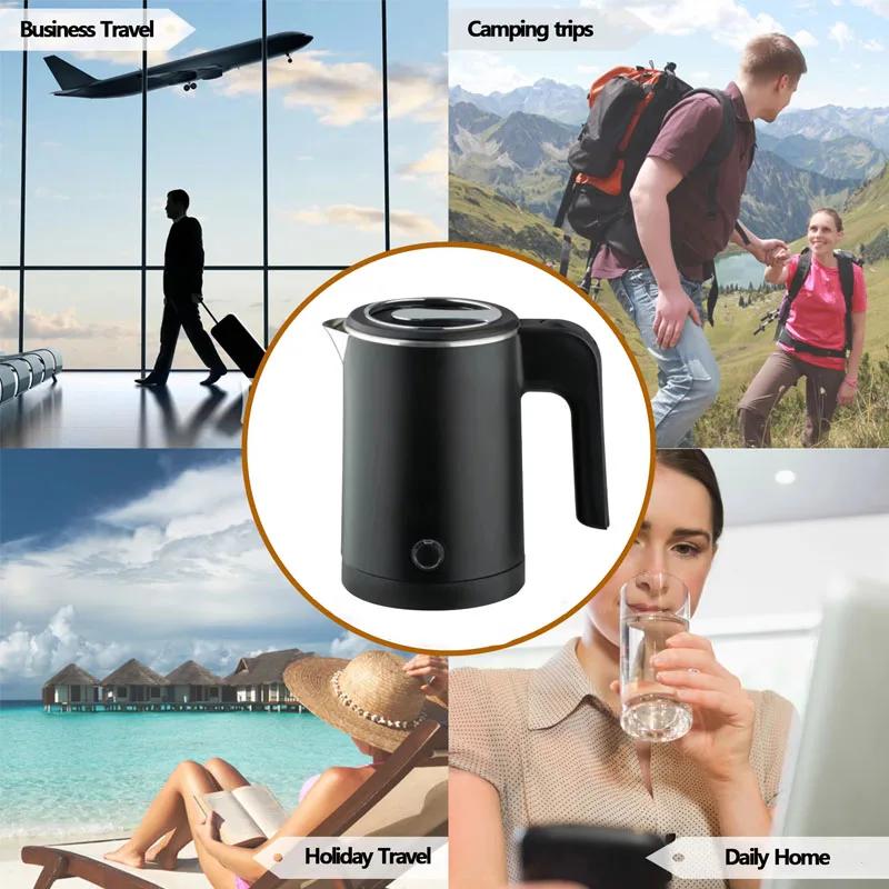 Electric Kettle 500ML Stainless Steel Portable Water Boiler Pot for Hotel Family Trip Kitchen Smart Kettle Pot Travel Tea Coffee
