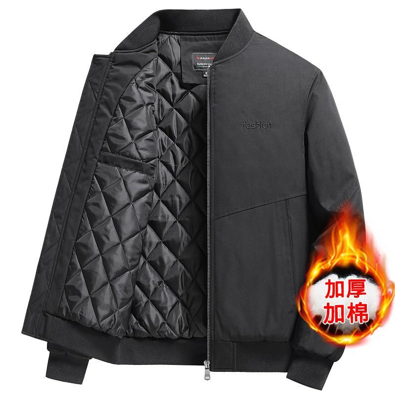 Mens Thick Cotton Puffer Jacket Winter Warm Loose Fit Baseball Collar Outerwear Casual Wear