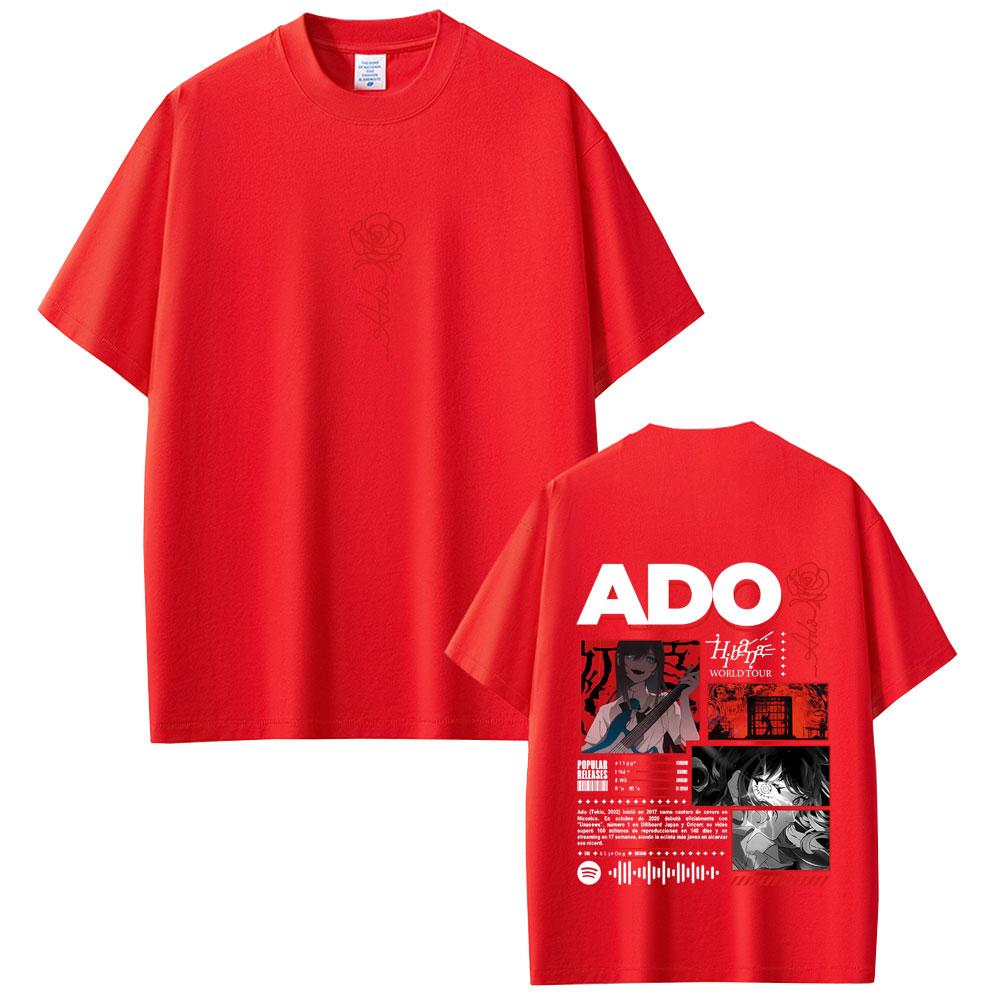 2025 Summer Ado Hibana World Tour 100% Pure Cotton Printed T-shirt Pop Music Unisex Y2k Japanese Style Streetwear Male Tshirt