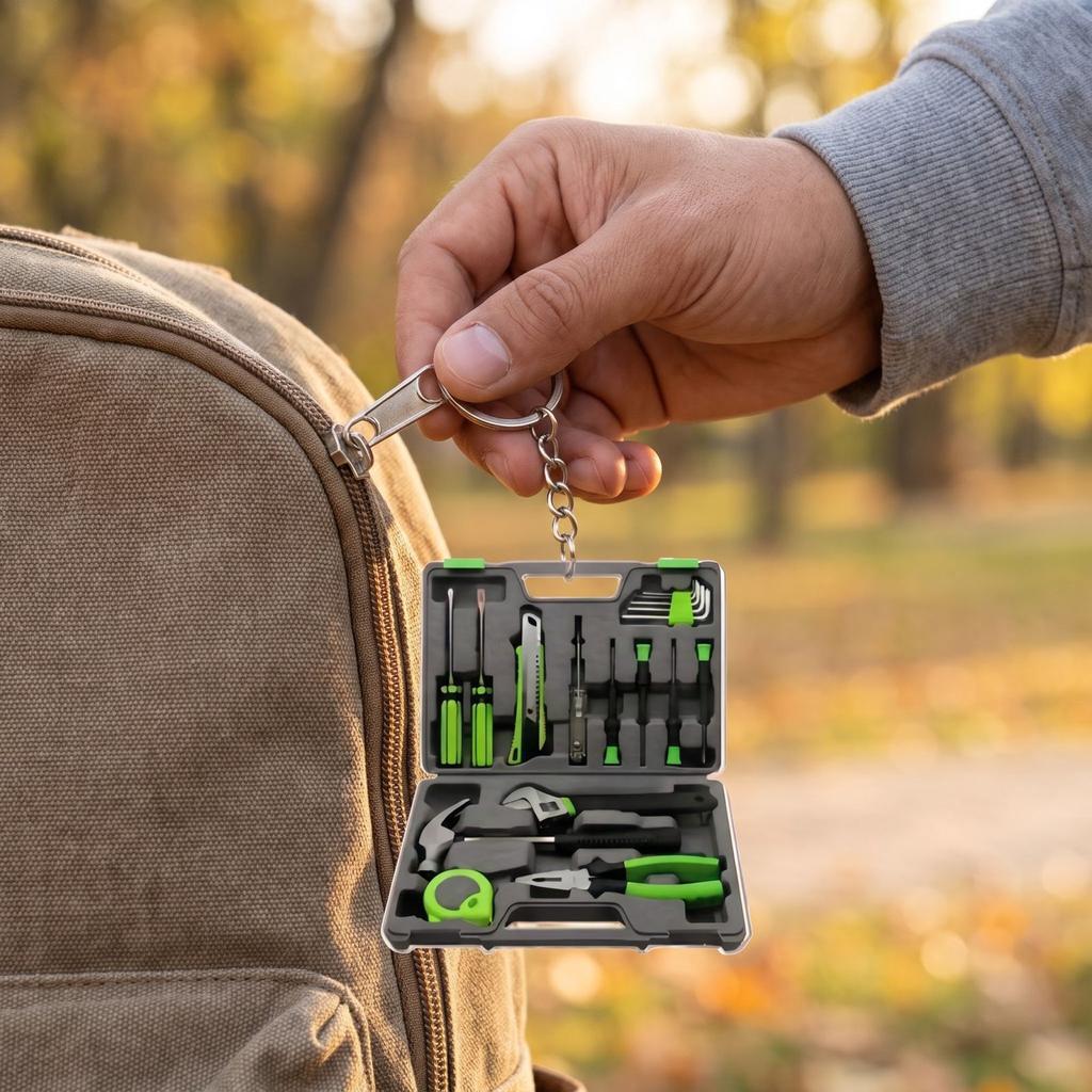 Toolbox Theme Acrylic Keychain for Backpack and Car Keys Holiday Party Gift