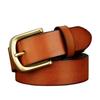 Men's Genuine Leather Belt with Solid Brass Buckle - European Retro Style, Durable Cowhide Waistband
