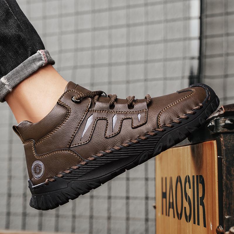 Pánské kožené boty nad kotník, ležérní tenisky, zimní plyšové boty, sněhule 39-45