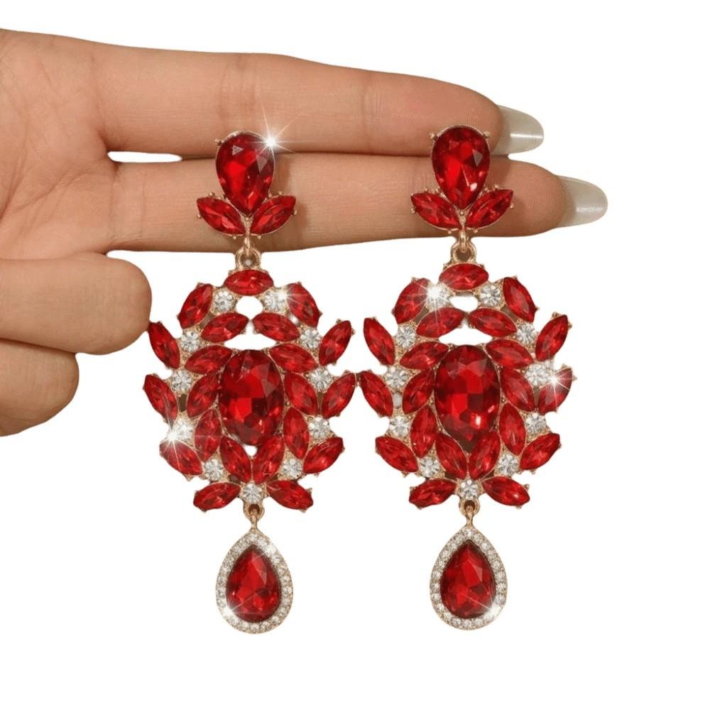 Crystal Floral Shaped Earrings Jewelry Modern Style Earrings Popular Popular Style Earrings Bride