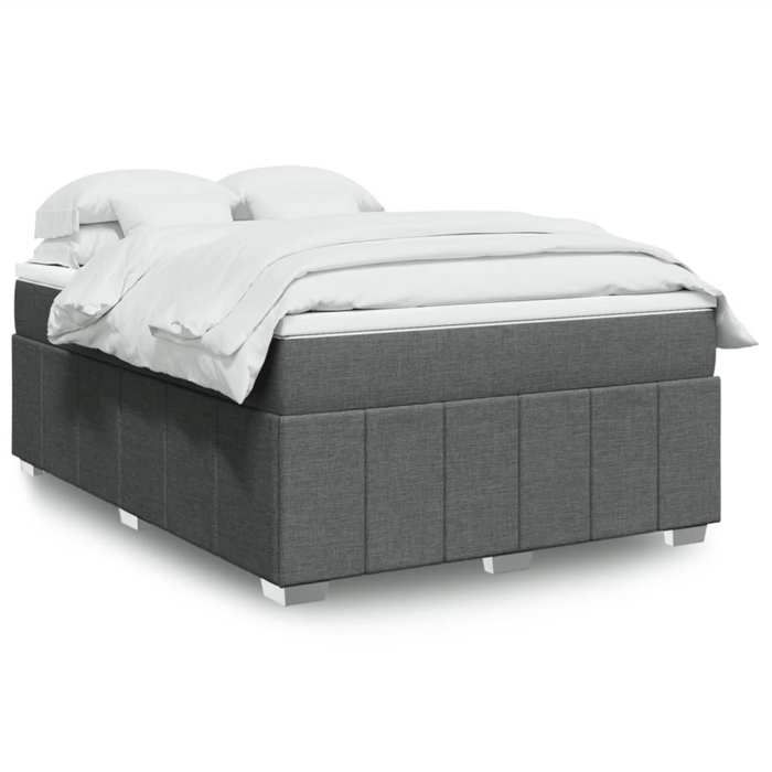 VidaXL Sommier à lattes de lit avec matelas Gris foncé 140x190cm Tissu 3285471