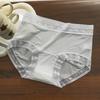 Women Ice Silk Seamless Mid Waist Lace Trim Long Crotch Antibacterial Plus Size Underwear Panties