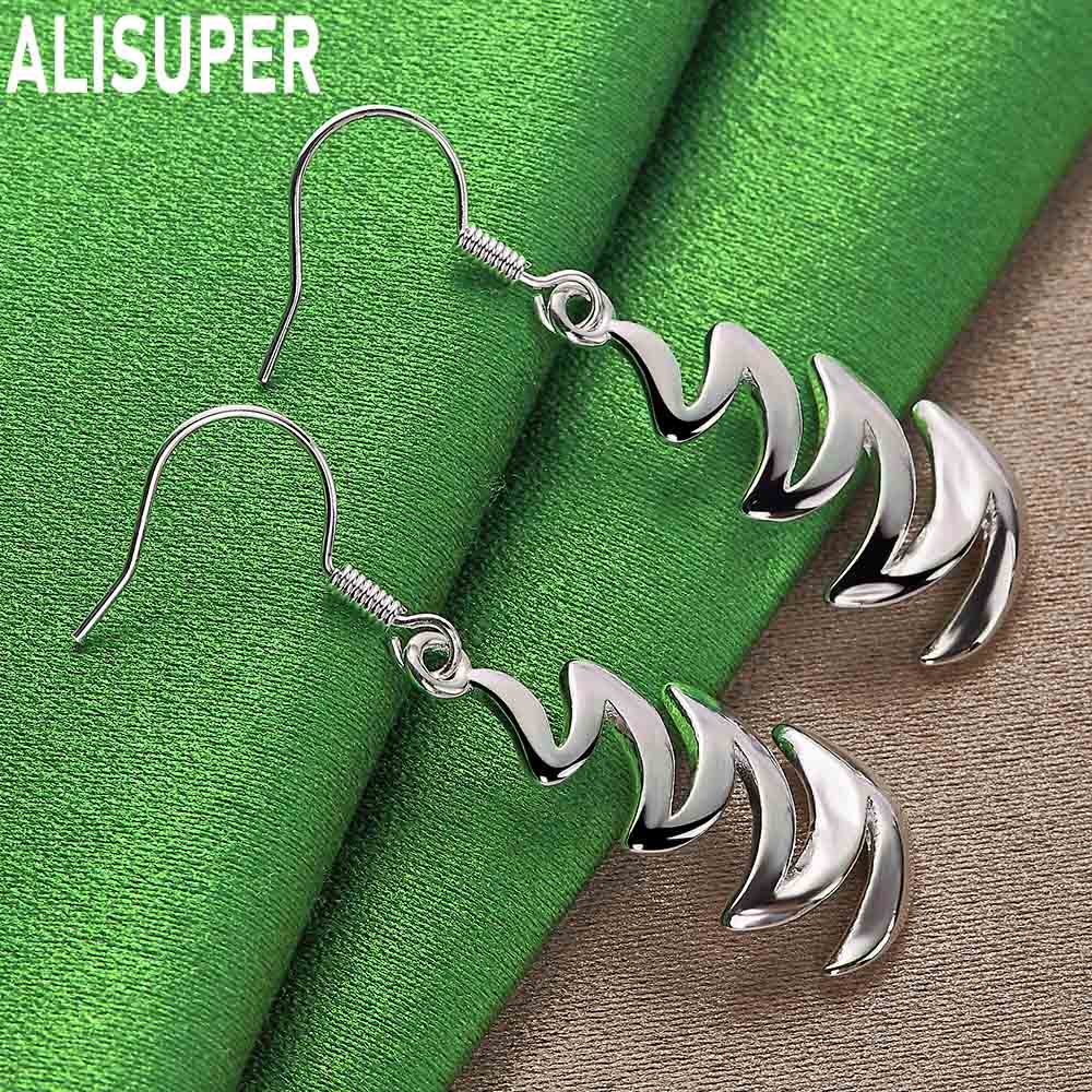 Pandantiv din argint 925 în formă de semilună cu cercei piercing, bijuterii de nuntă cu farmec la modă
