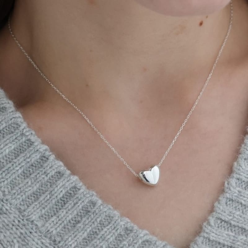 BEFORE MOONRISE [Silver 925] Plump Heart Necklace SN214 - Silver
