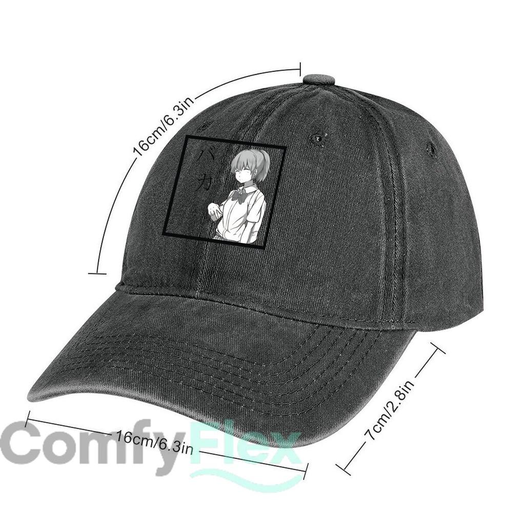 Anime Girl with “Baka” Text Washed Baseball Cap