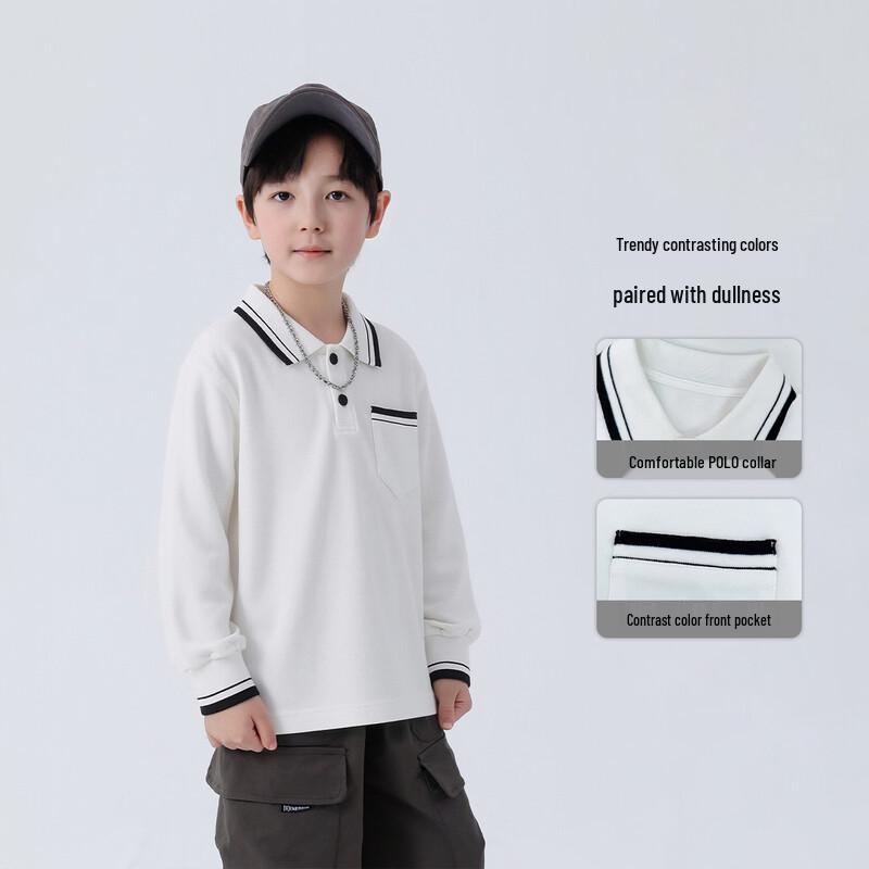 Boys' Long Sleeve Cotton Blend Polo Shirt