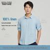 XIAHU SHIJIA Men's Natural Air Conditioner Linen Mid-Sleeve Shirt