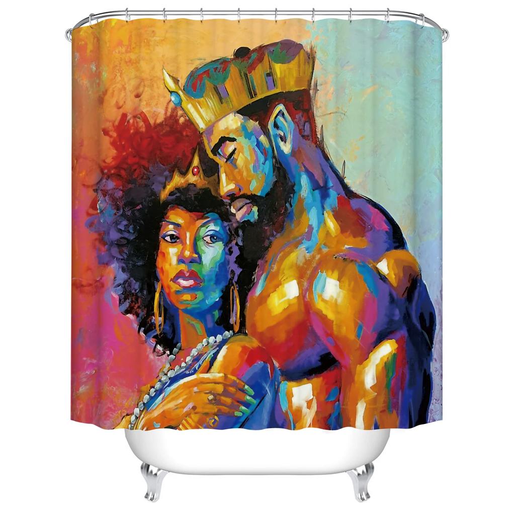 Art Design Graffiti Art Hip Hop African Girl Shower Curtains Bathroom Curtain Frabic Waterproof Polyester Bath Curtain with Hook