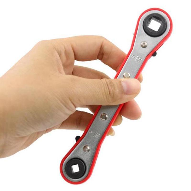 Refrigeration Ratchet Wrench Conditioning Service Wrench 4 Different Sizes 1/4 X 3/16 Square X 3/8 X 5/16 Square